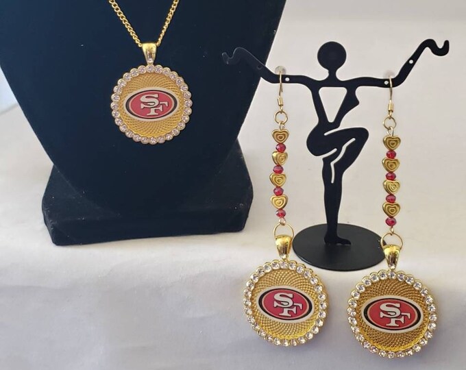 San Francisco 49er necklace and earring set
