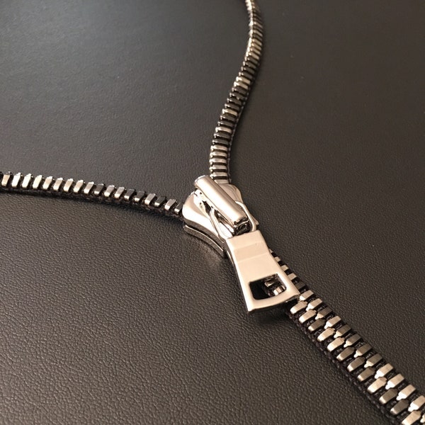 Zipper Necklace - Luxury Multi Metal - Silver Pull