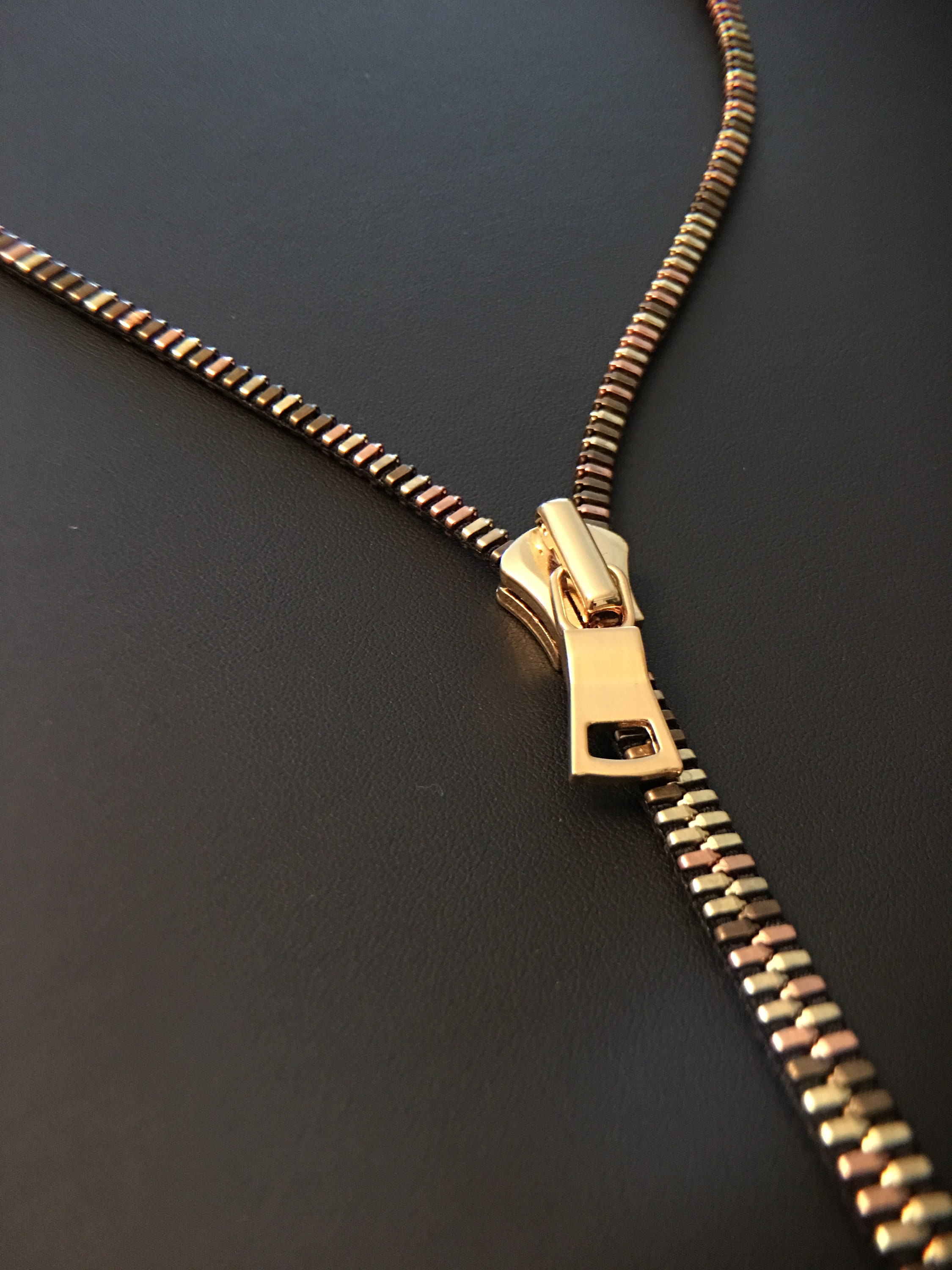 Luxury Zipper Necklace Long Drop Gold/silver Chain Zipped 