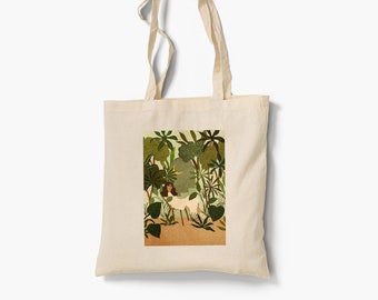 Jungle Dreams 100% Cotton Tote Bag, Eco Shopper Bag, Plants illustration, Gift for her, Market Bag, Canvas Bag, Gardener gift