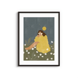 Sun Don't Shine A4 A3 Art Print • Lady Illustration • Botanische Wand • Pastell Kunstwerk • Wanddekor • Buch Dame