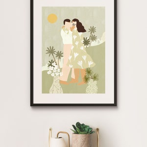 Love Conquers All A4 A3 Art Print Love illustration Valentine's Day Gift Couple Art work Romantic Wall decor image 2