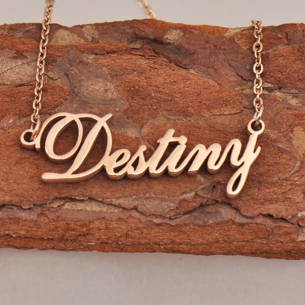 Destiny Customized Name Necklace, Gold Name Necklace, Personalized Name Plate Necklace, Modern Fashion Name Jewelry for Women