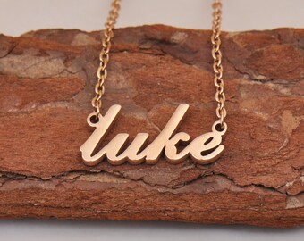 luke Personalized Name Necklace, Dainty Name Charm Necklace, Custom Name Jewelry for Kids Christmas Gift