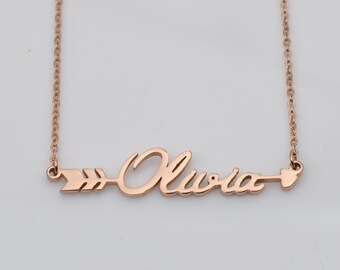 Solid Gold Name Necklace 14K Gold Nameplate Handwriting Style Birthday Gift Personalized Chain ORDER ANY NAME Mynamenecklace Christmas