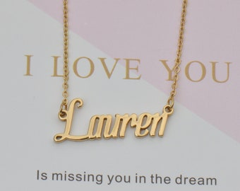 Lauren Engraved Necklaces, Name Necklace, Personalized Engraved Necklace, Letter Necklace, Design your own Necklace, Custom Necklace