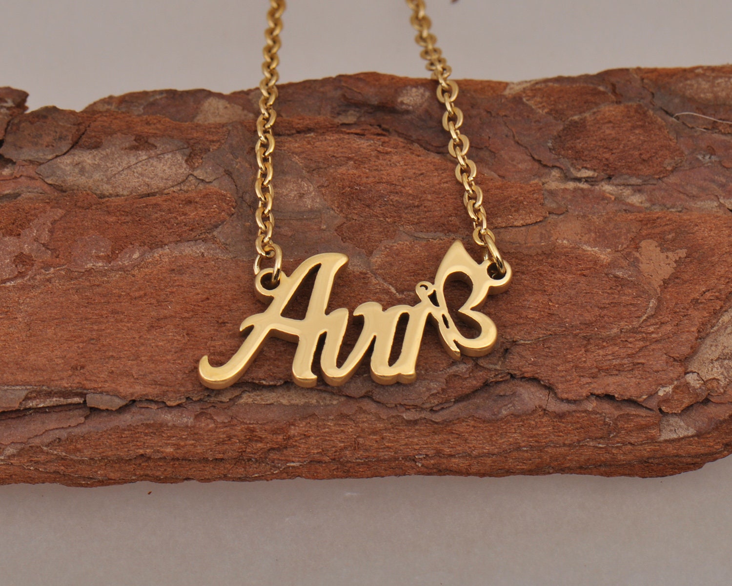 Ava Name Necklace with Butterfly Customized Name Necklace Cute Name Jewelry for Girls Birthday Gift for Her