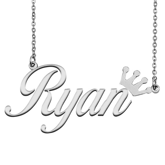 Name Necklace for Ryan With Crown Name 