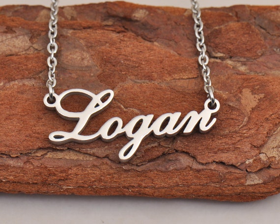 Logan Name Necklace Cursive Your Name Necklace Classic