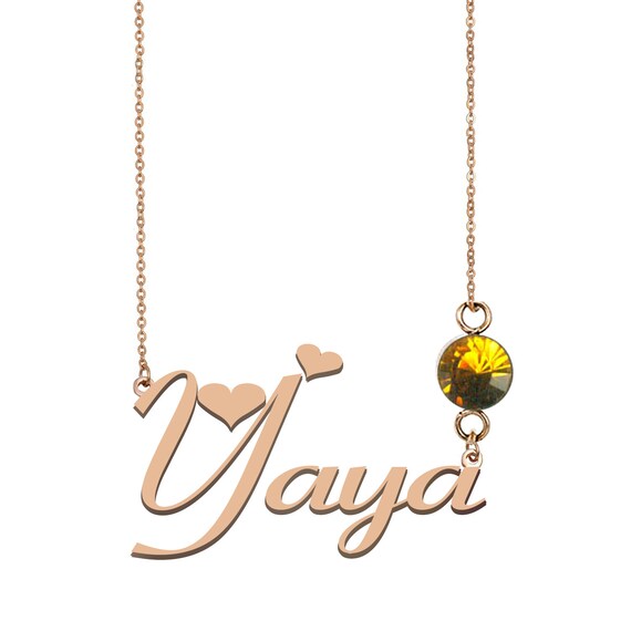 Buy Yaya Gift Name Necklace With Birthstone Customized Name
