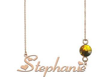 Stephanie Name Necklace, Custom Name Necklace Gold, Infant Name Necklace Best Christmas Gift Idea for Women Girls Her