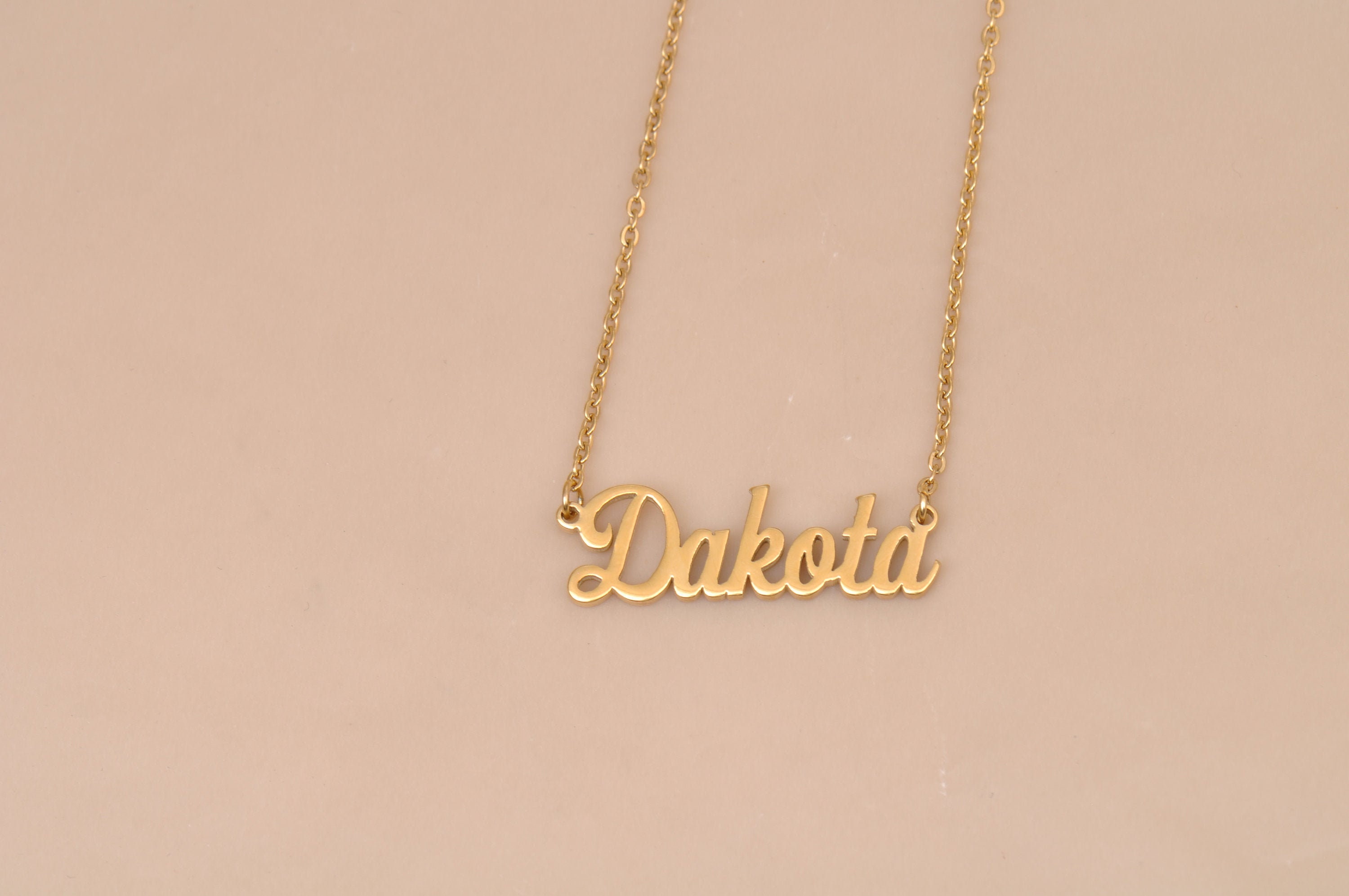 Dakota Name Necklace Personalized Gold Name Plate Necklace Best Christmas Gift Idea for Women Girls Her