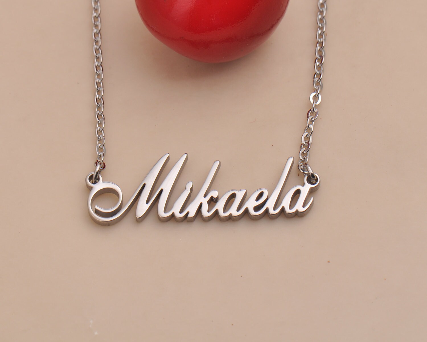 Mikaela Personalized Name Necklace Custom Letter Name Plate Etsy