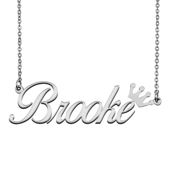 Name Necklace for Brooke With Crown Name Necklace Silver Name Necklace Gold Name Necklace Sterling Silver Mom Mother Daughter Etsy UK