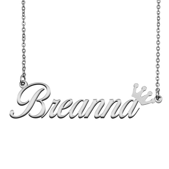 Name Necklace for Breanna With Crown 