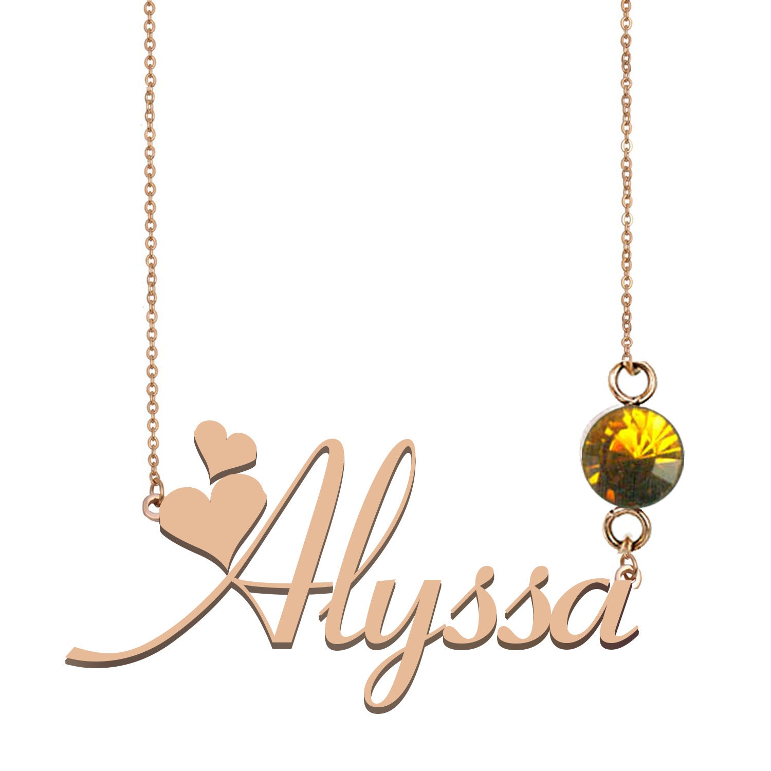 Alyssa Name Necklace Gold Silver Rose Gold Custom Any Name