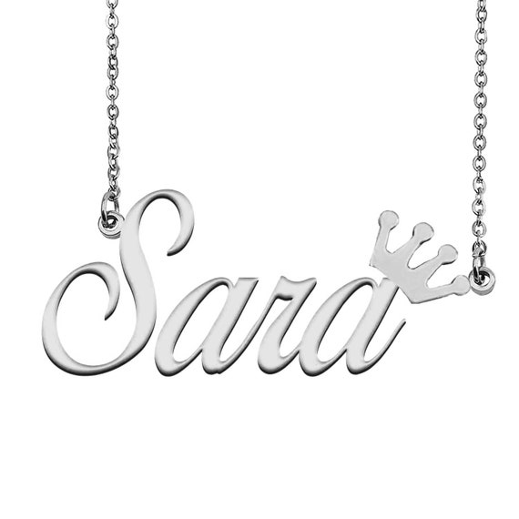 Name Necklace for Sara With Crown Name 