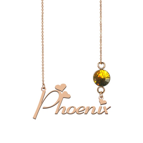 Phoenix Name Necklace Gold Custom Name 