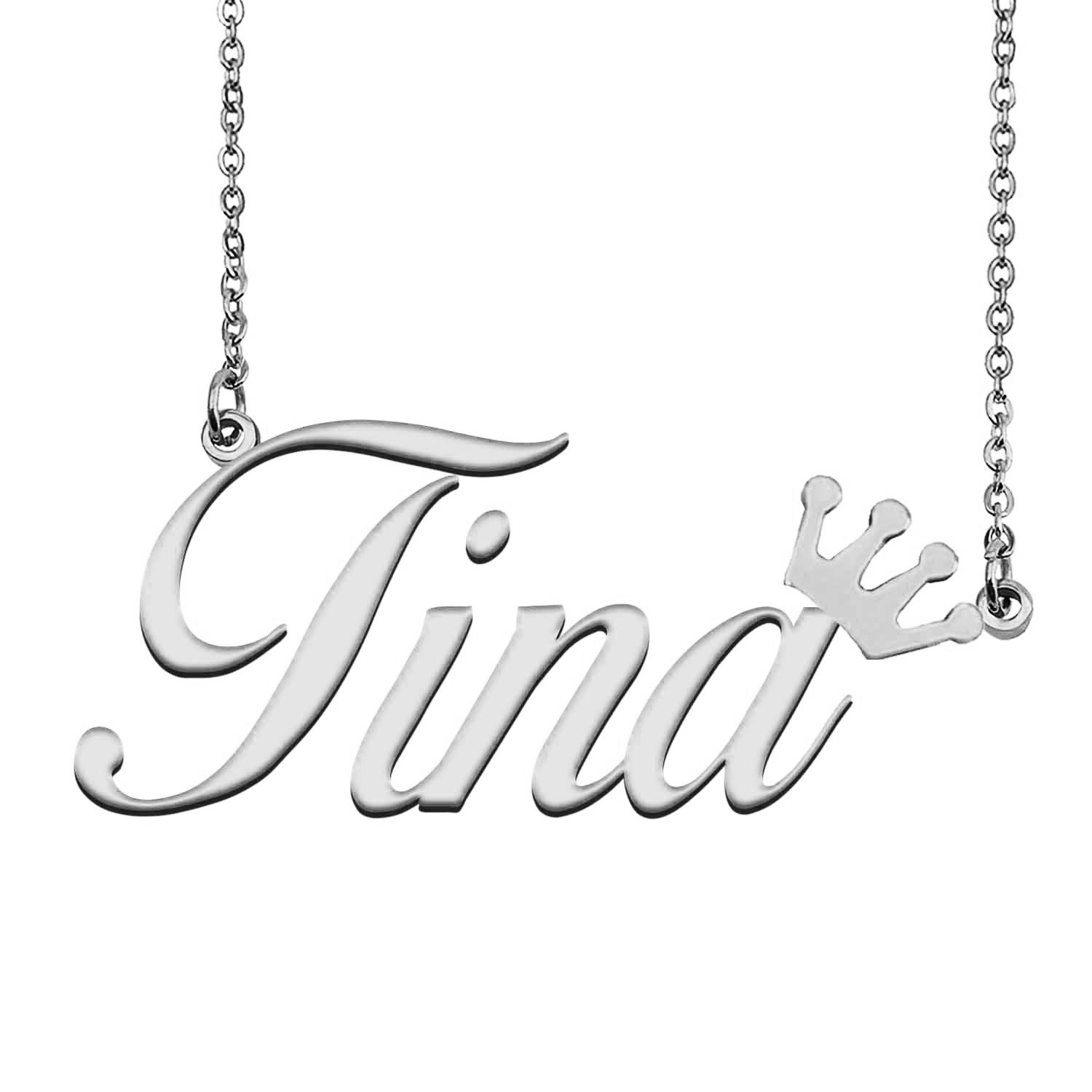 Name Necklace for Tina With Crown Name 