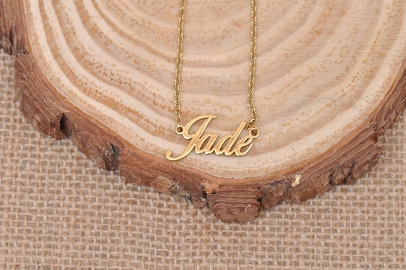 Jade Personalized Gold Tag Name Necklace Necklace With Jade Names