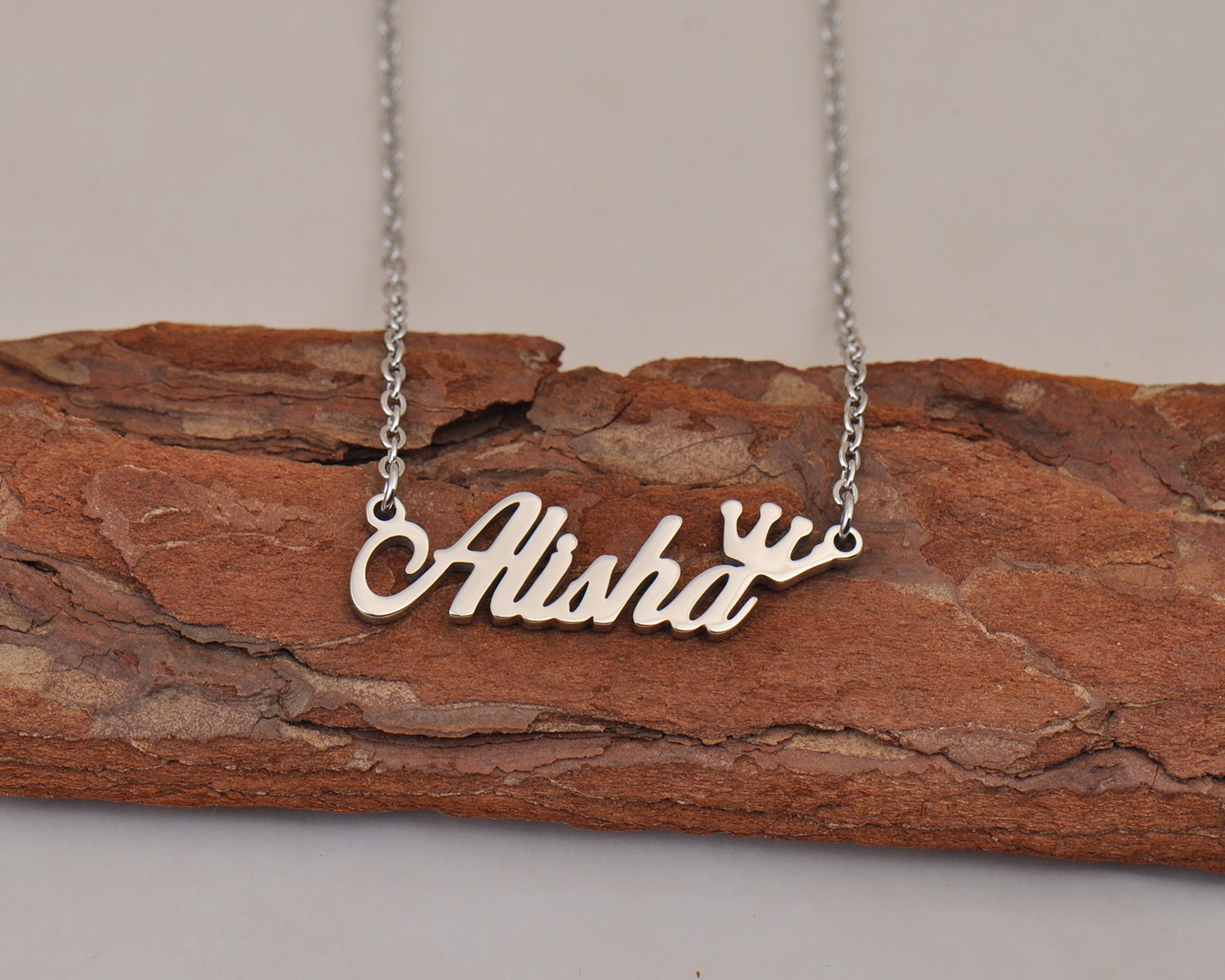 Crown Name Necklace Silver - Etsy 