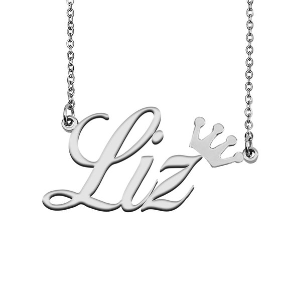 Name Necklace for Liz With Crown Name 