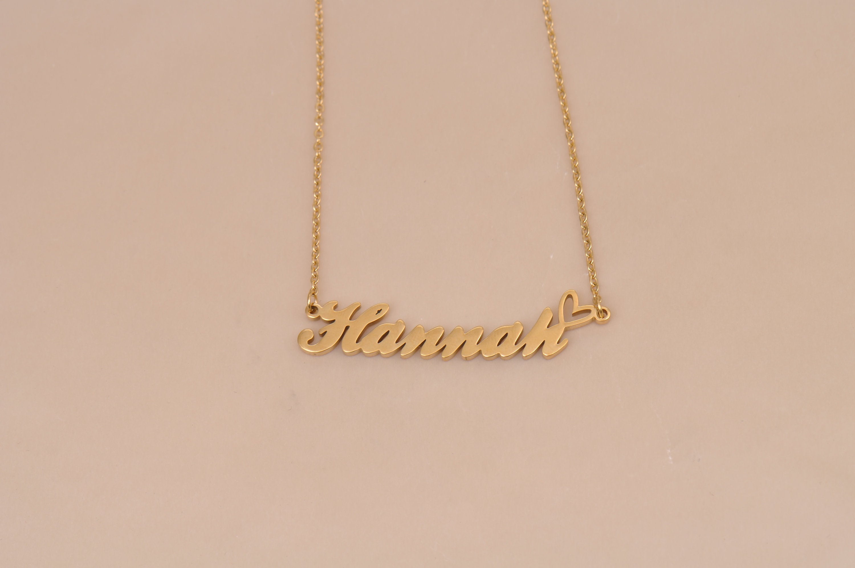 Hannah Gold Plated Necklace 24k Gold Name Necklace With Heart Loving Heart Necklace Jewelry for Anniversary Gift Women Etsy Canada