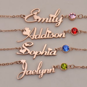Ayera Gift Name Necklace with Birthstone, Customized Name Necklace, Best Christmas Gift Idea for Women Girls Her image 7