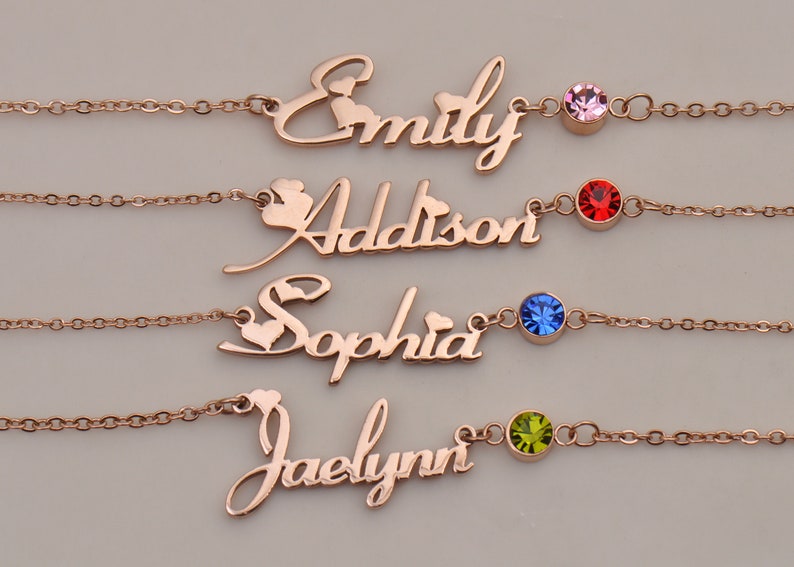 Ayera Gift Name Necklace with Birthstone, Customized Name Necklace, Best Christmas Gift Idea for Women Girls Her image 7