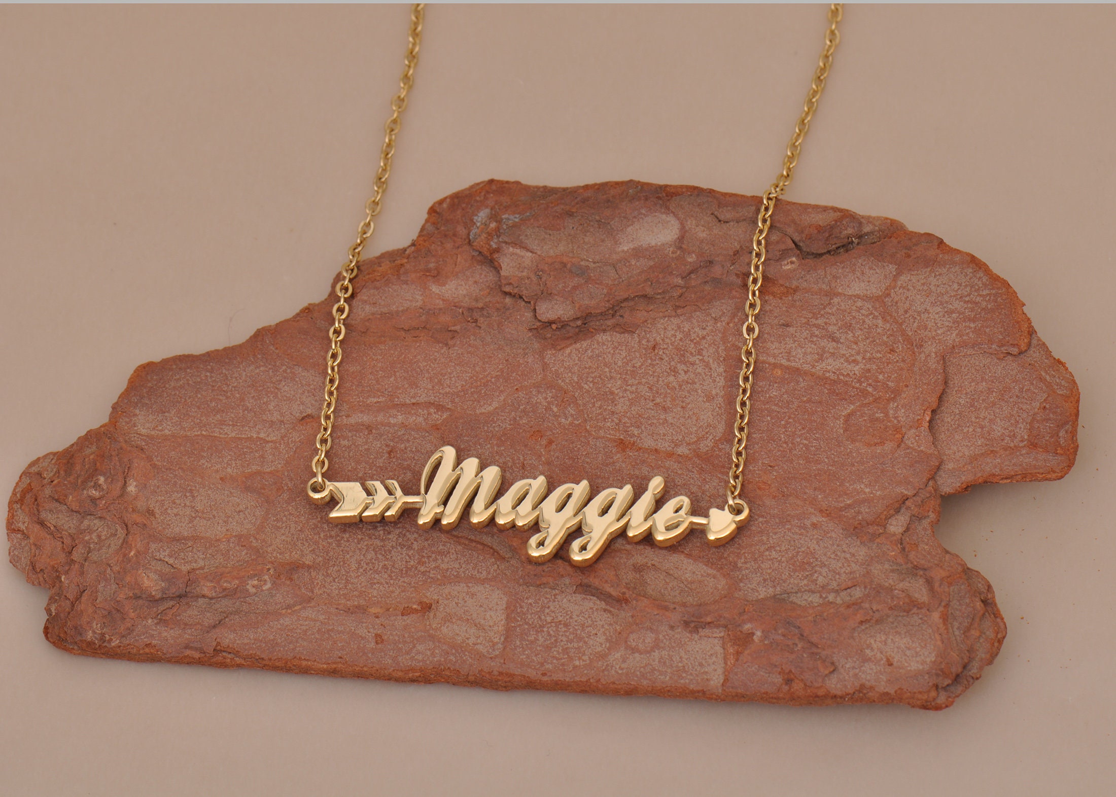 Maggie Name Necklace with Arrow Personalized Name Necklace Etsy
