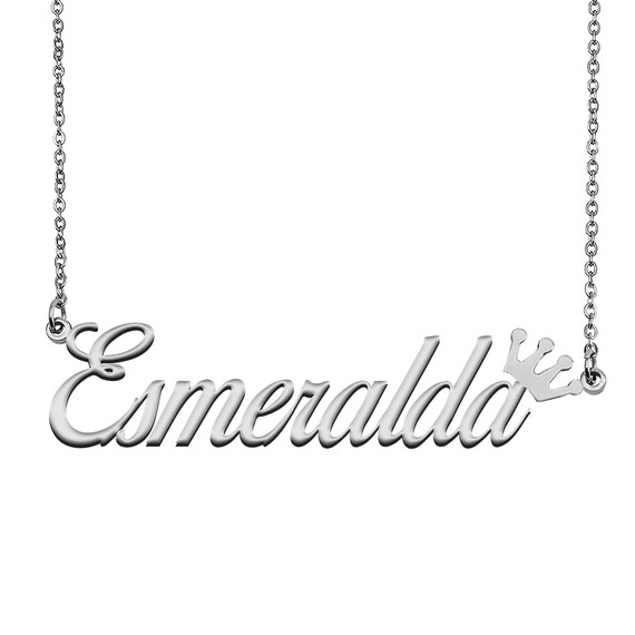 Name Necklace for Esmeralda With Crown 