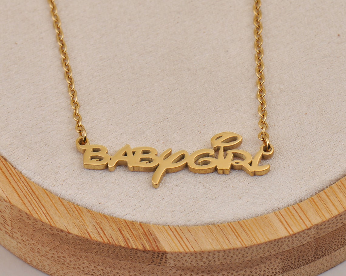 Babygirl Name Necklace Custom Plated Name Necklace Etsy