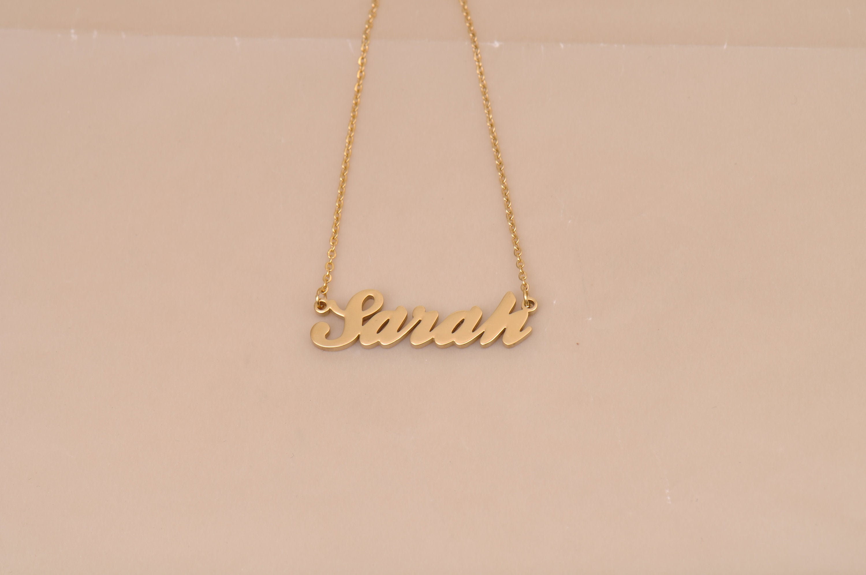 Sarah Name Necklace Gold Personalized Initials Word Name | Etsy