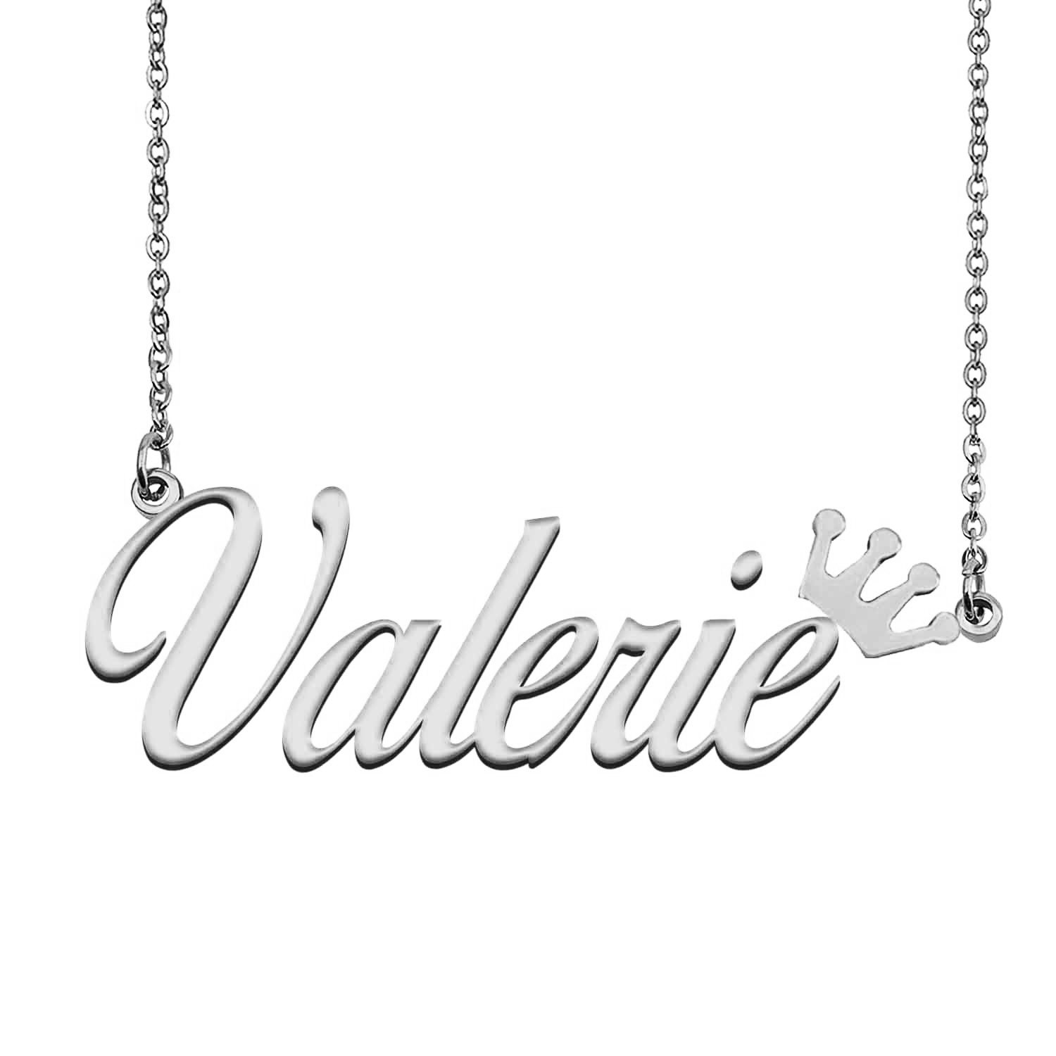 Name Necklace for Valerie With Crown 