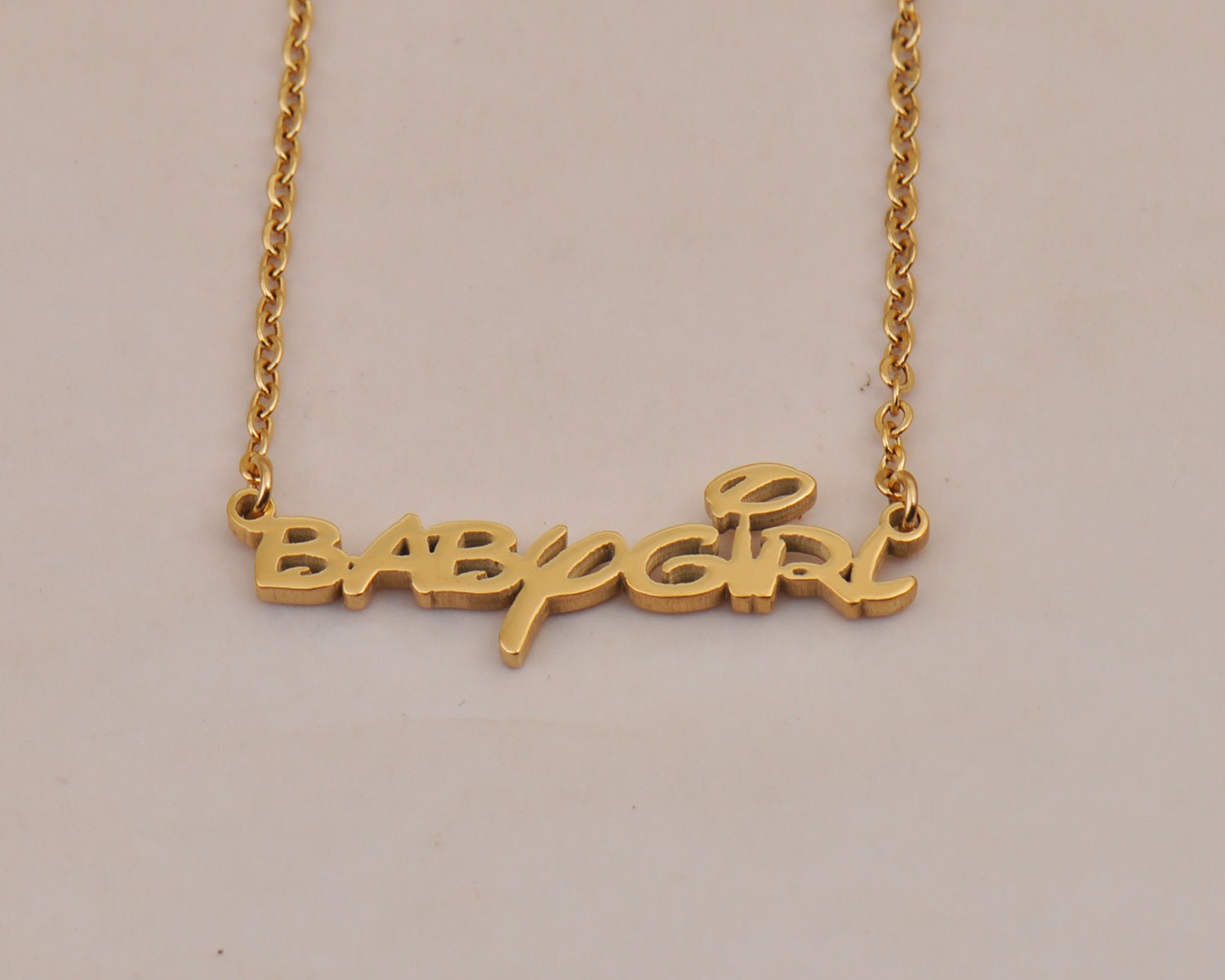 Babygirl Name Necklace Custom Plated Name Necklace Etsy