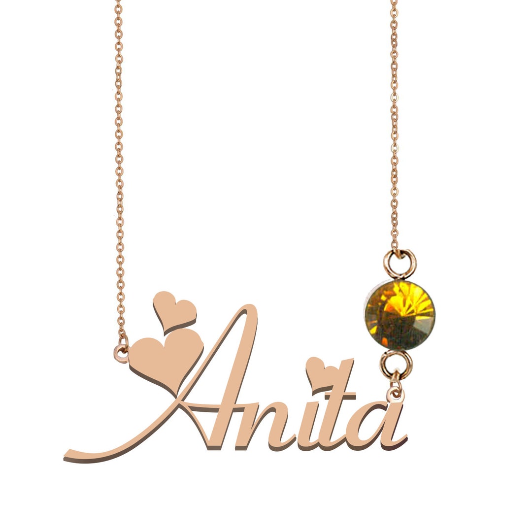 Anita Gift Name Necklace With Birthstone Customized Name Necklace