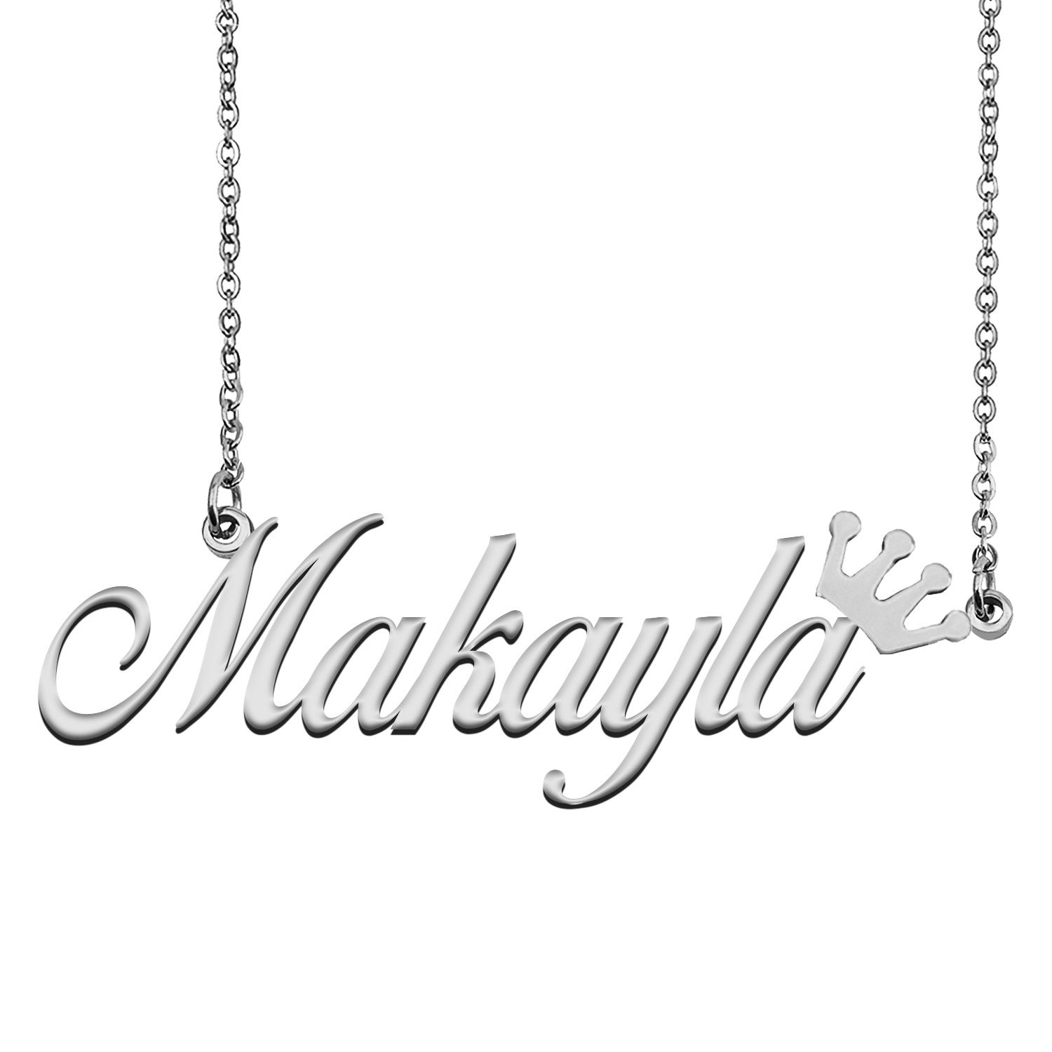 Name Necklace for Makayla With Crown 