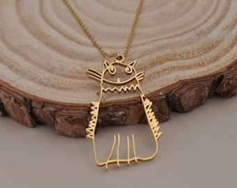 Physical Drawing Picture Pendant Necklace, Cute Charm for Kids Gift, Kids Children Creative Gift