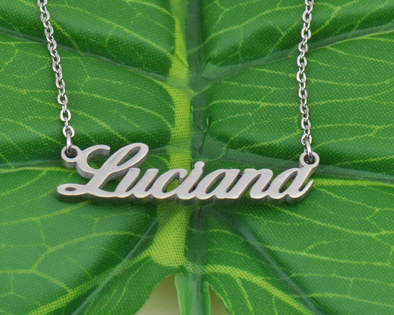 Luciana Name Necklace Customized Necklace With Name Silver Etsy