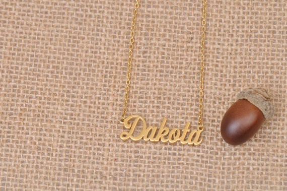 Dakota Name Necklace Personalized Gold Name Plate Necklace Best