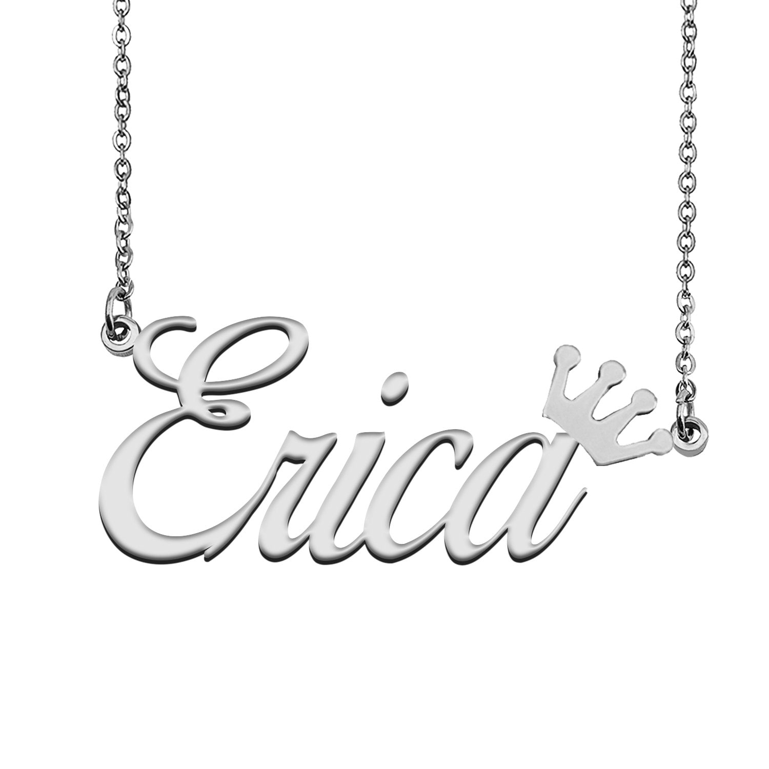 Name Necklace for Erica With Crown Name 