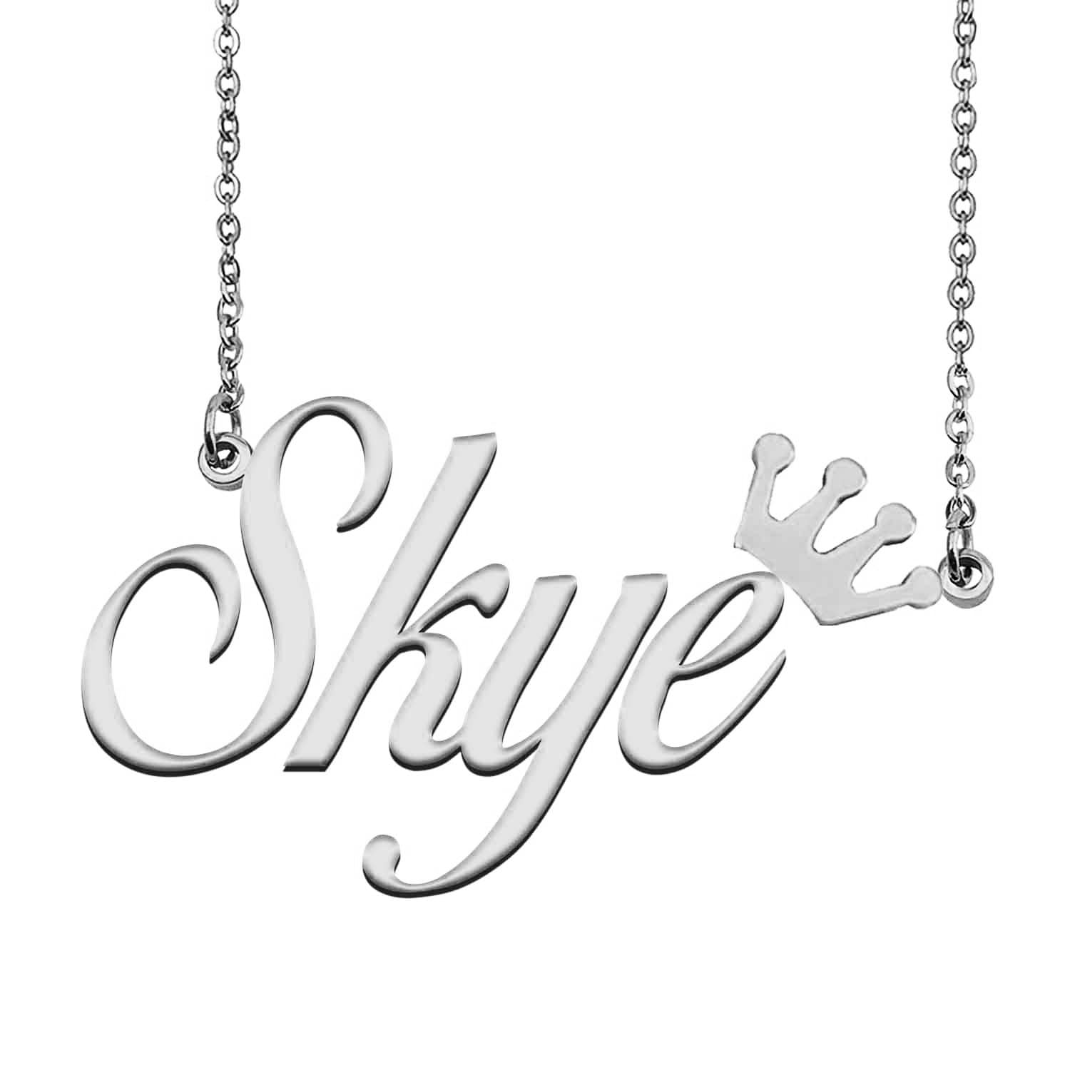 Name Necklace for Skye with Crown Name Necklace Silver Name | Etsy