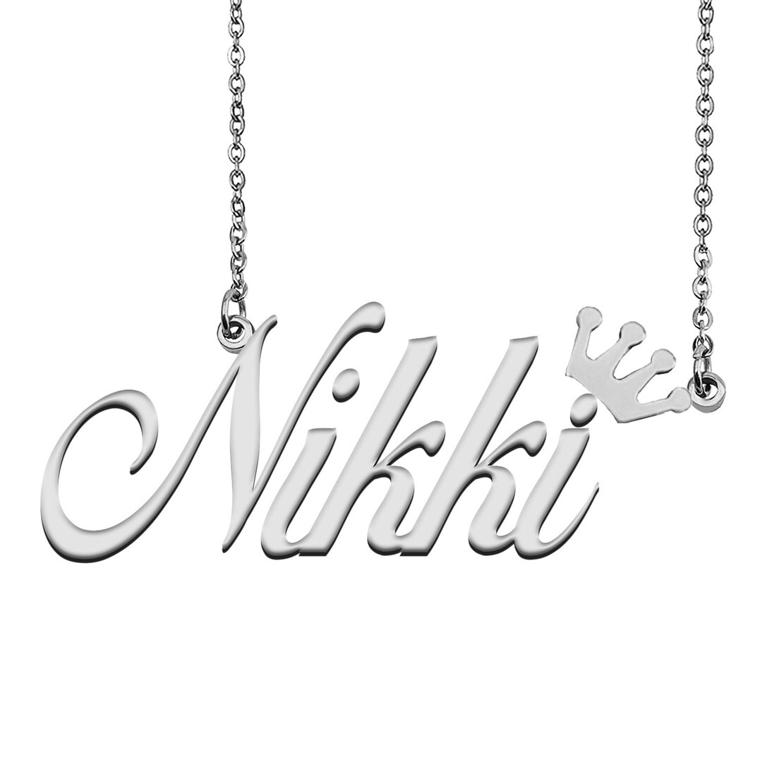 Name Necklace for Nikki With Crown Name Necklace Silver Name Etsy
