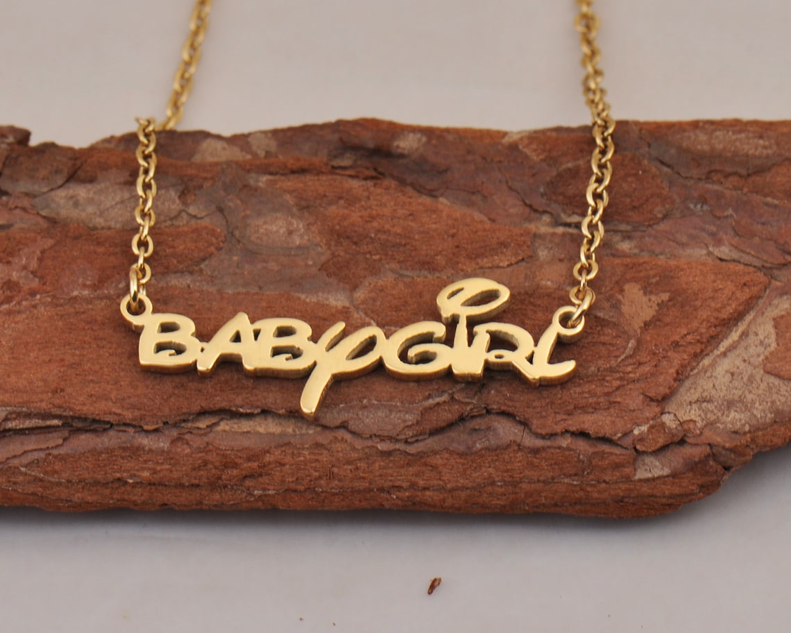 Babygirl Name Necklace Custom Plated Name Necklace Etsy