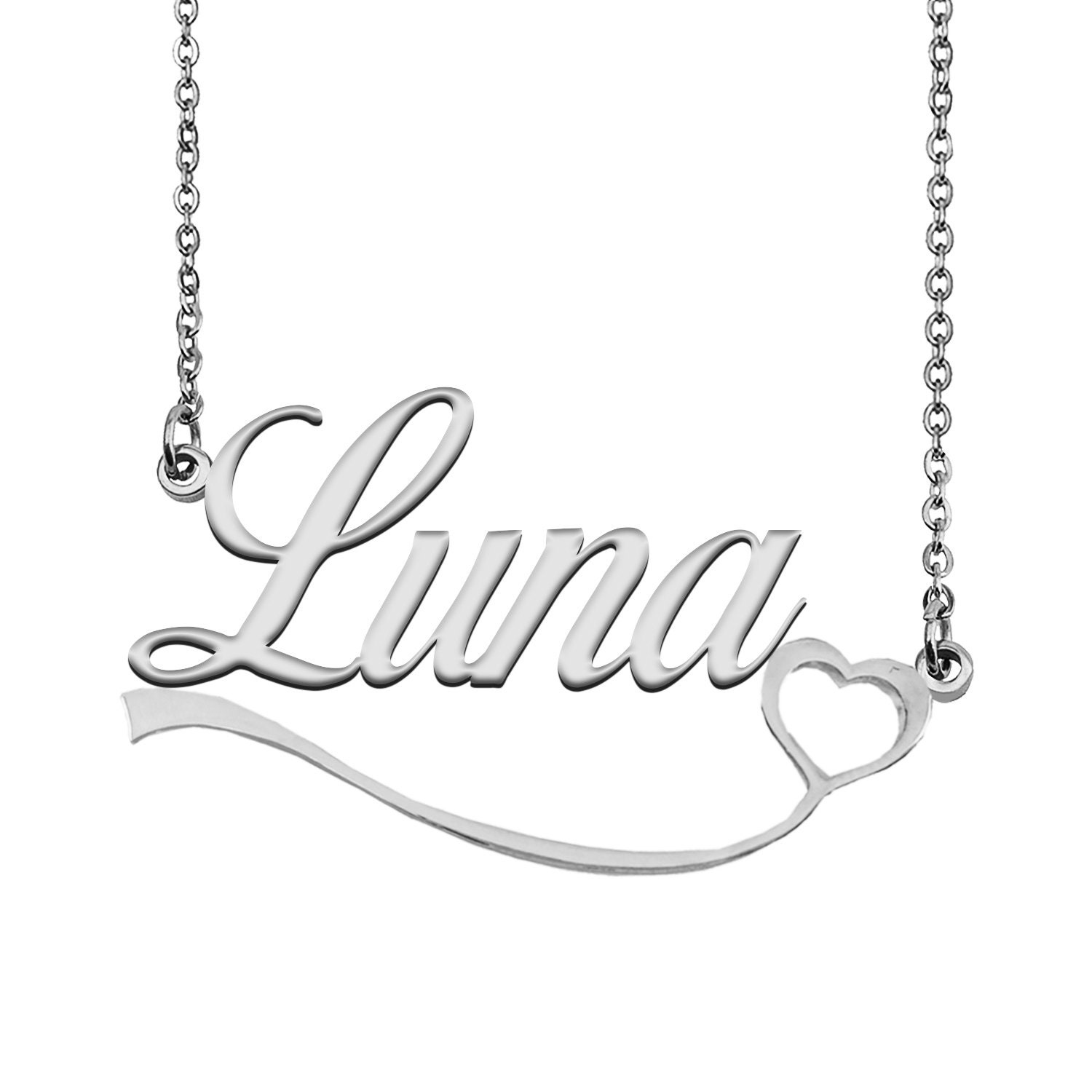 Name Necklace Minimalist Necklace Personalized Gift Name Necklace for Her Engraved Her Name Pendant for Luna