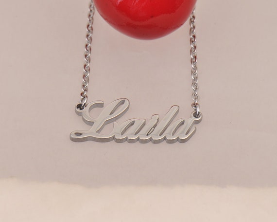 Laila Personalized Name Necklace Customized Name Plate Necklace Name Necklace in Silver Color Back to School Gift for Friend Etsy