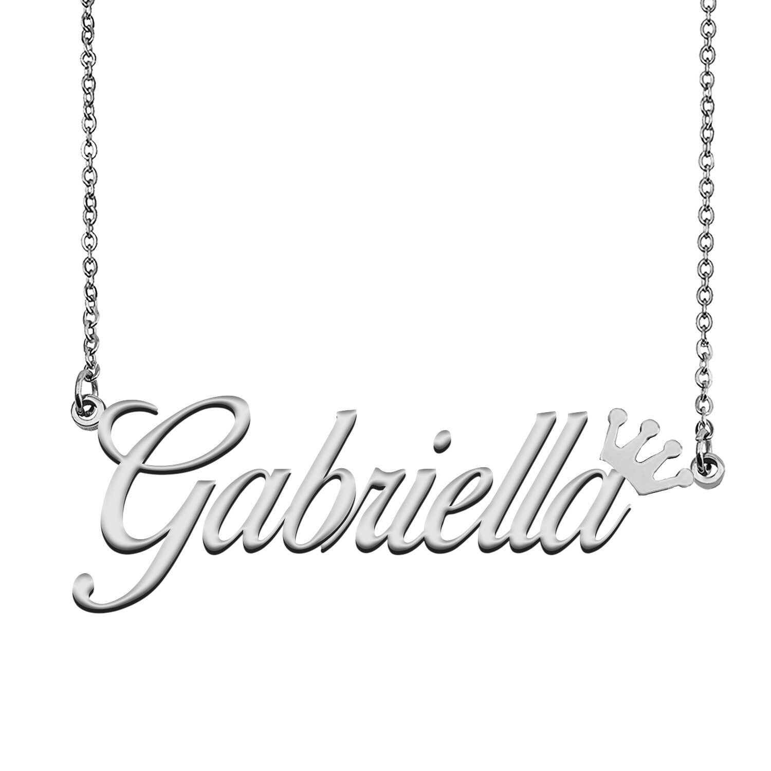Name Necklace for Gabriella with Crown Name Necklace Silver Etsy