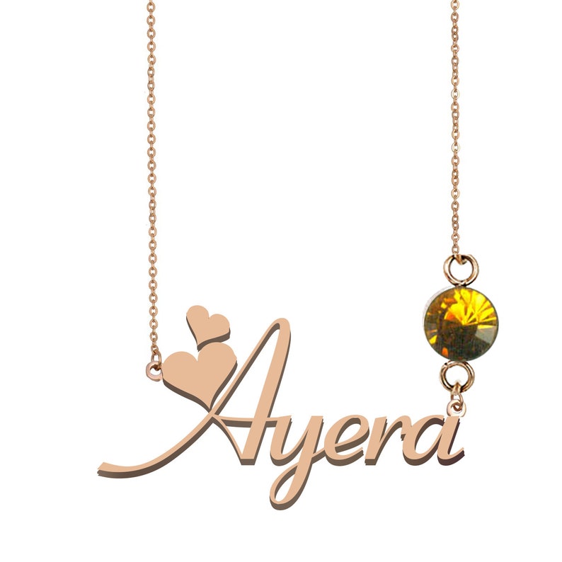 Ayera Gift Name Necklace with Birthstone, Customized Name Necklace, Best Christmas Gift Idea for Women Girls Her image 1