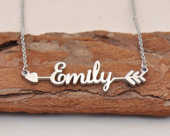 Emily Name Necklace With Arrow Custom Letter Initials Necklace Personalized Name Jewelry for Girls Mom Necklace With Kids Name Etsy Canada