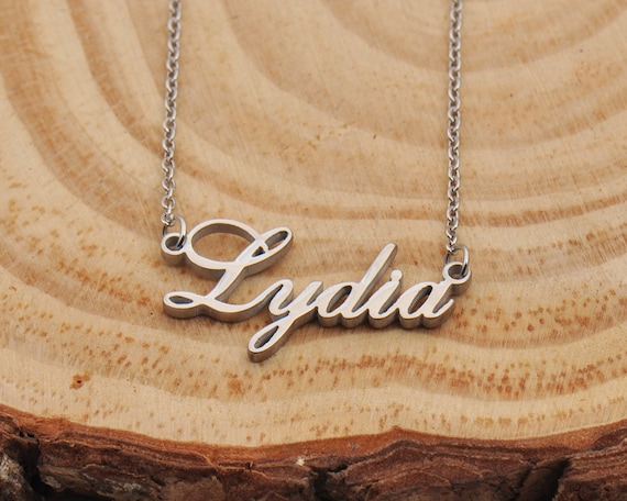 Lydia v01-18k Gold Finished Heart Pendant Luxury Necklace Personalized Name Gifts 